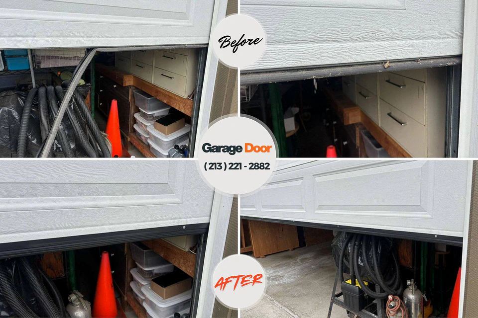 Before and after: garage door repair Sunman, IN